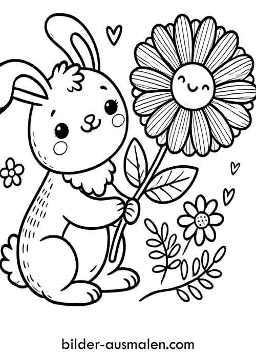 Hase mit Blume