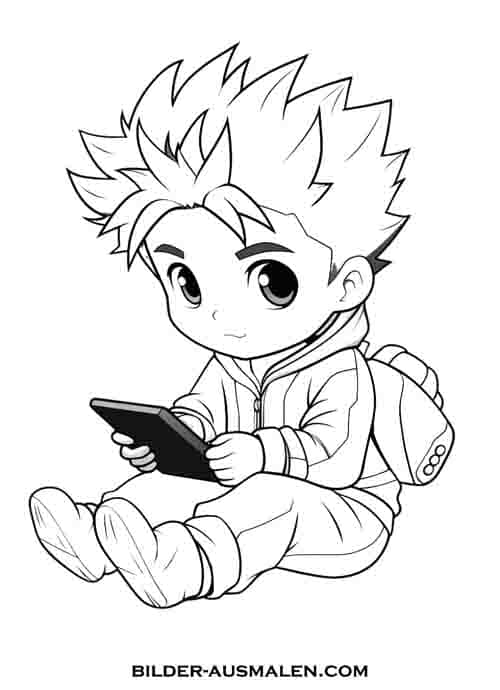 Manga Junge mit Tablet