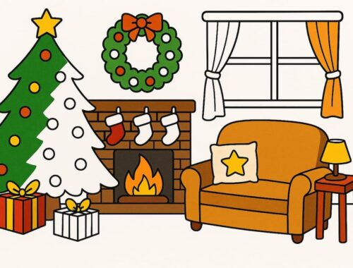 Kostenlose Weihnachts-Wohnzimmer-Ausmalbilder für gemütliche Malmomente 36 weihnachtsen Ausmalbild