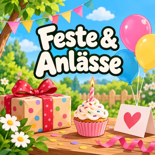 Kostenlose Ausmalbilder zum Ausdrucken für Kinder & Erwachsene 21 Kategoriebild Feste & Anlässe mit Geschenk, Cupcake, Luftballons und Partydekoration