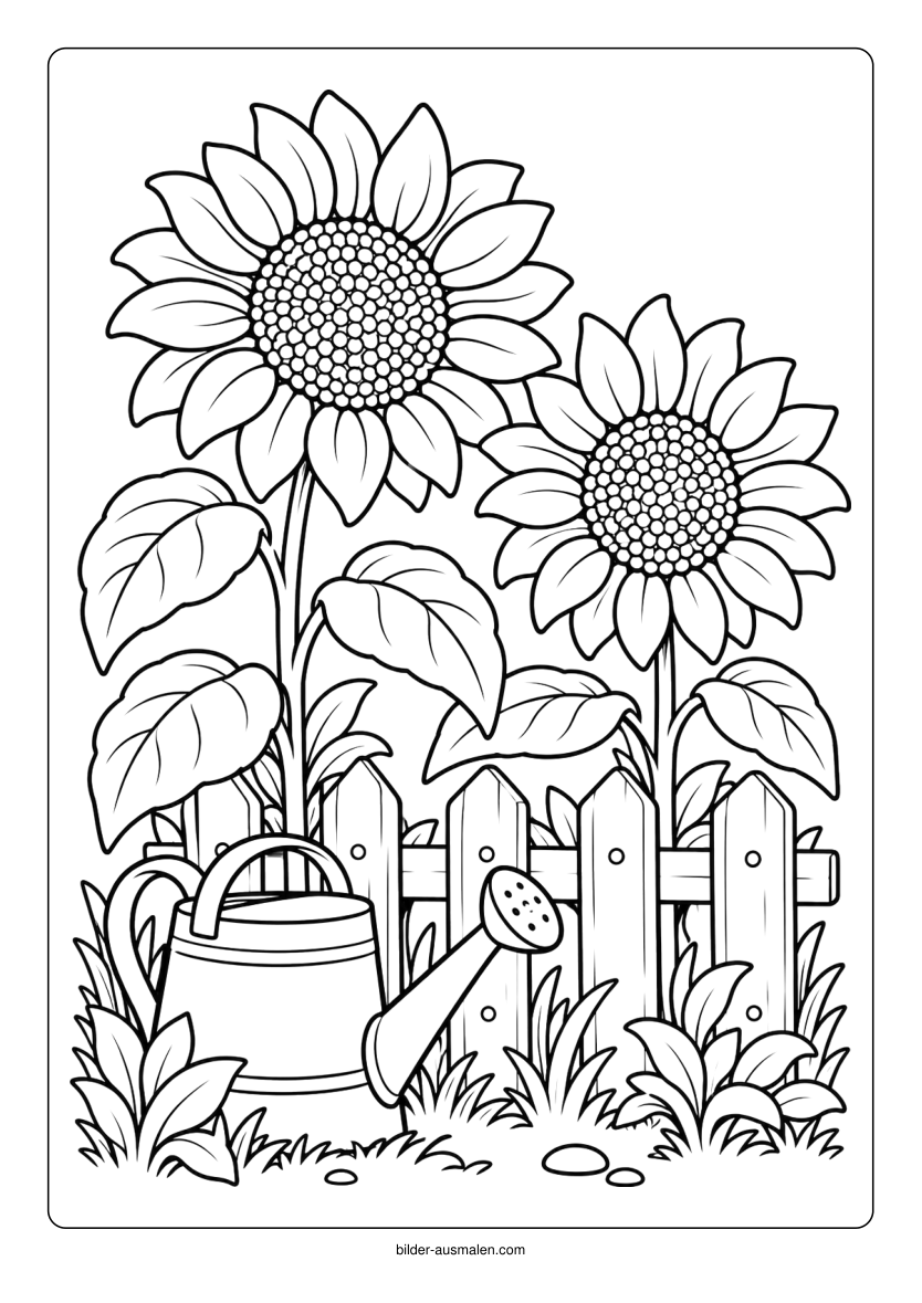 Blumen 5 – Sonnenblumen am Gartenzaun