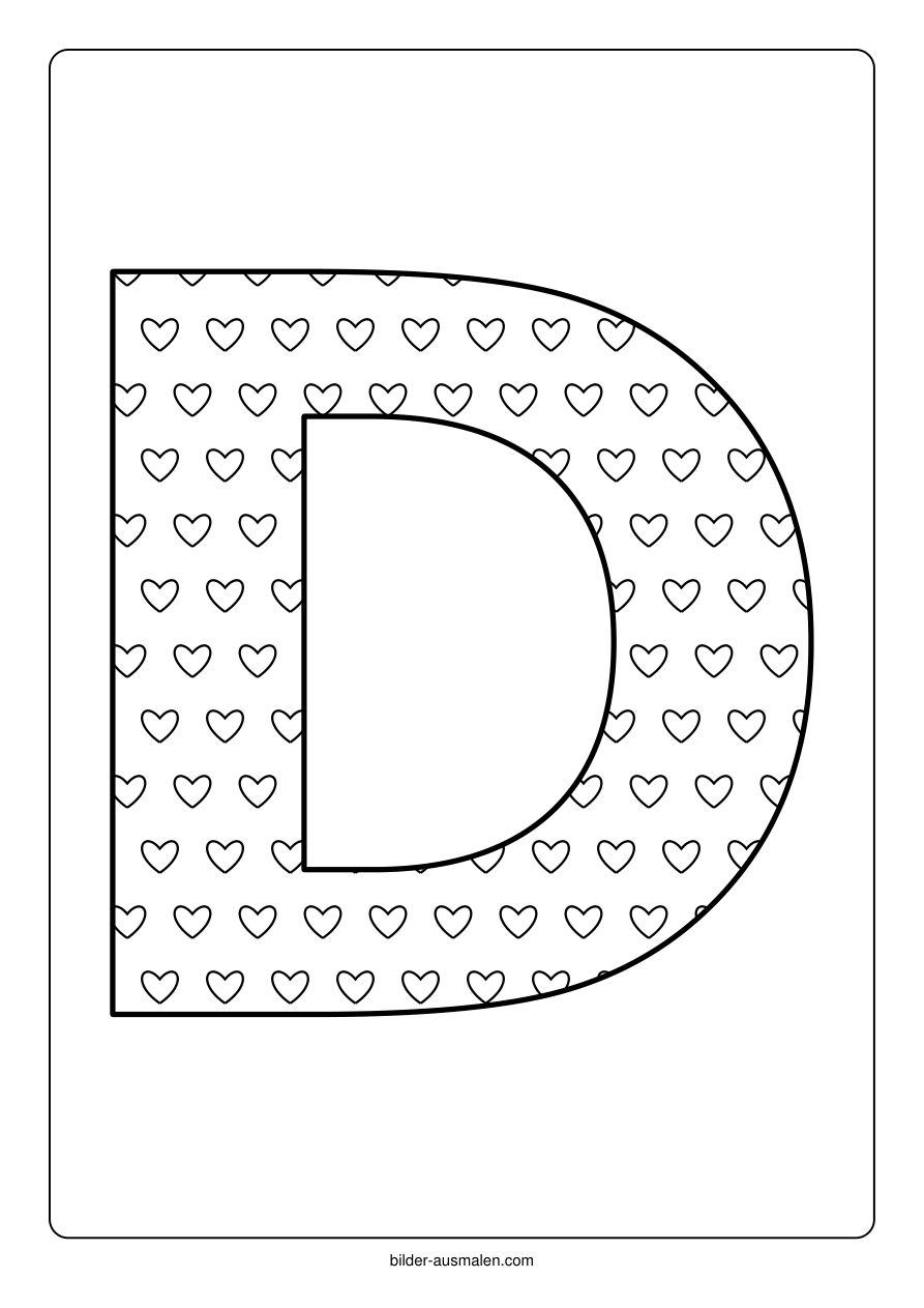 Buchstaben mit Muster: Alphabet A bis Z 6 Buchstabe D – Herzen