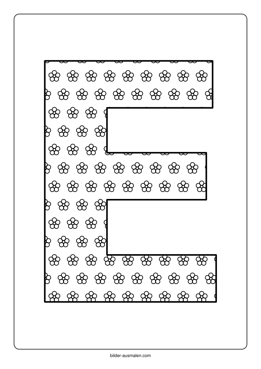 Buchstaben mit Muster: Alphabet A bis Z 7 Buchstabe E – Blumen