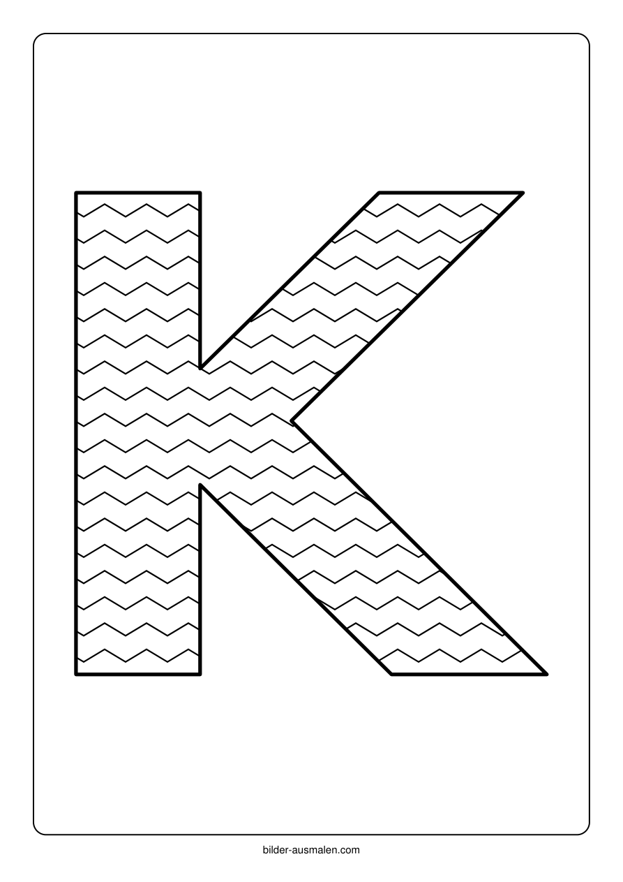 Buchstaben mit Muster: Alphabet A bis Z 13 Buchstabe K – Zickzack