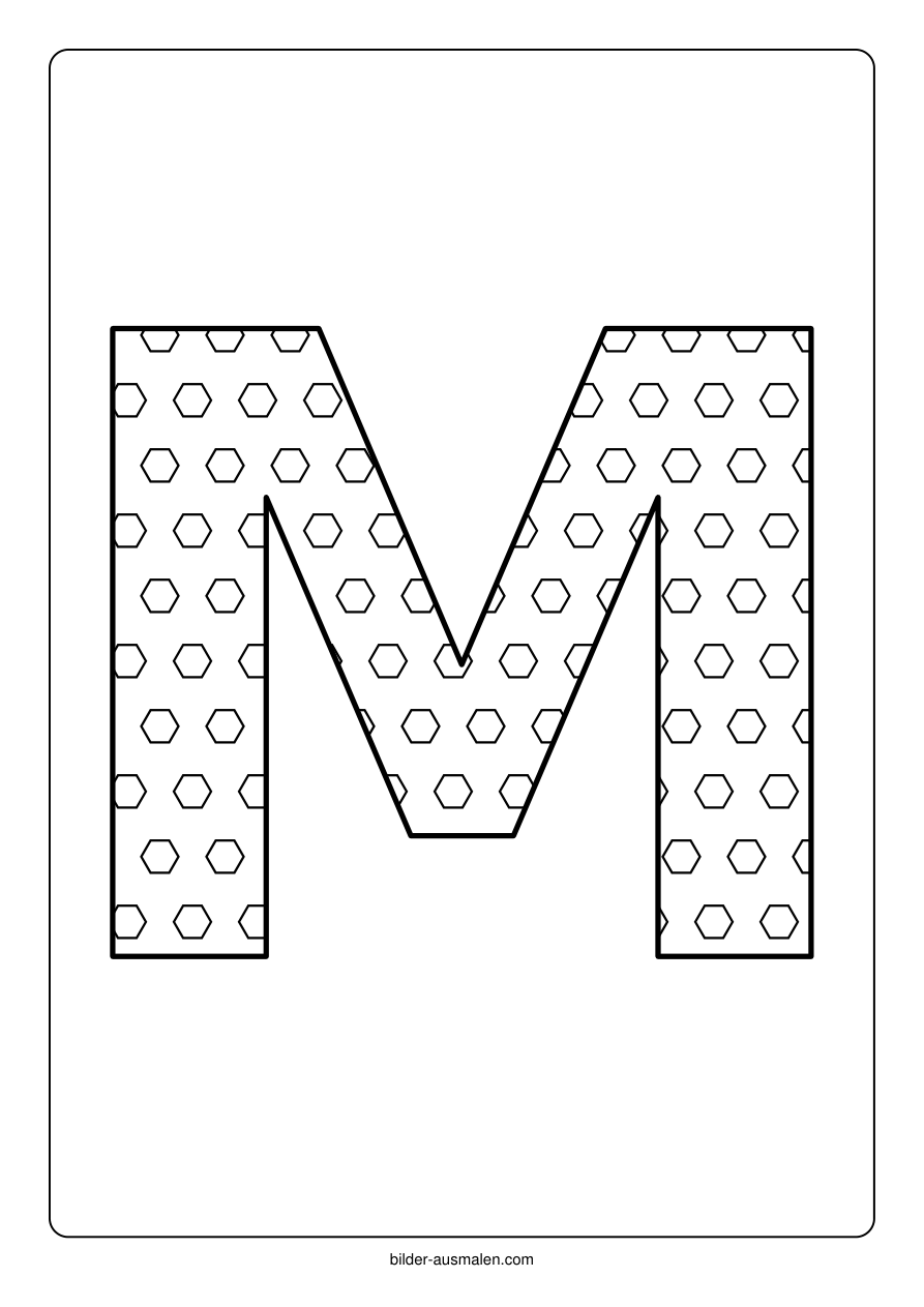 Buchstaben mit Muster: Alphabet A bis Z 15 Buchstabe M – Sechsecke