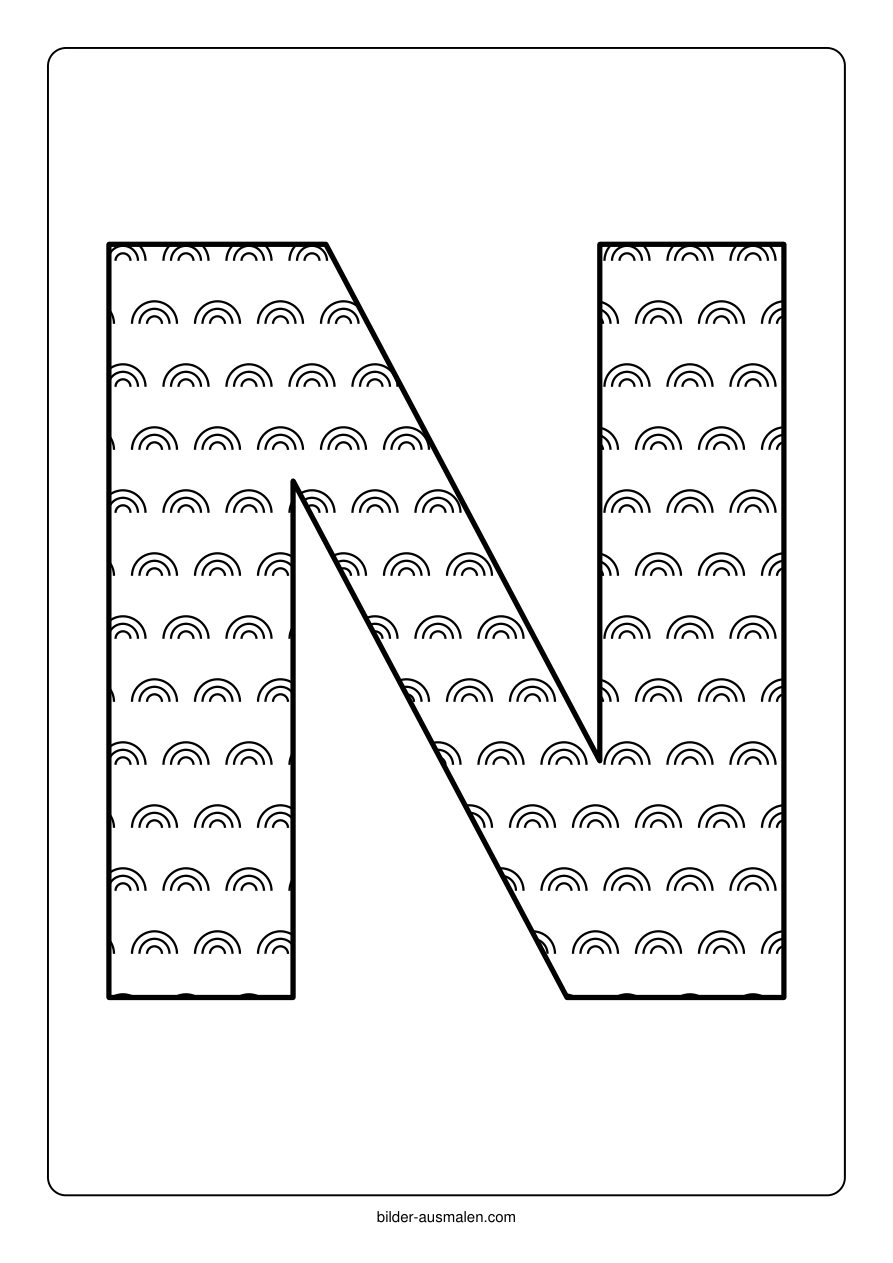Buchstaben mit Muster: Alphabet A bis Z 16 Buchstabe N – Regenbogenbögen