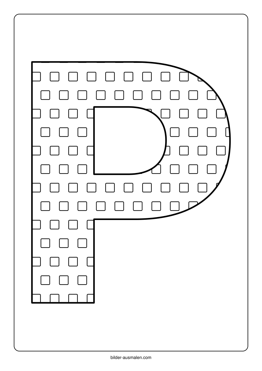 Buchstaben mit Muster: Alphabet A bis Z 18 Buchstabe P – Quadrate
