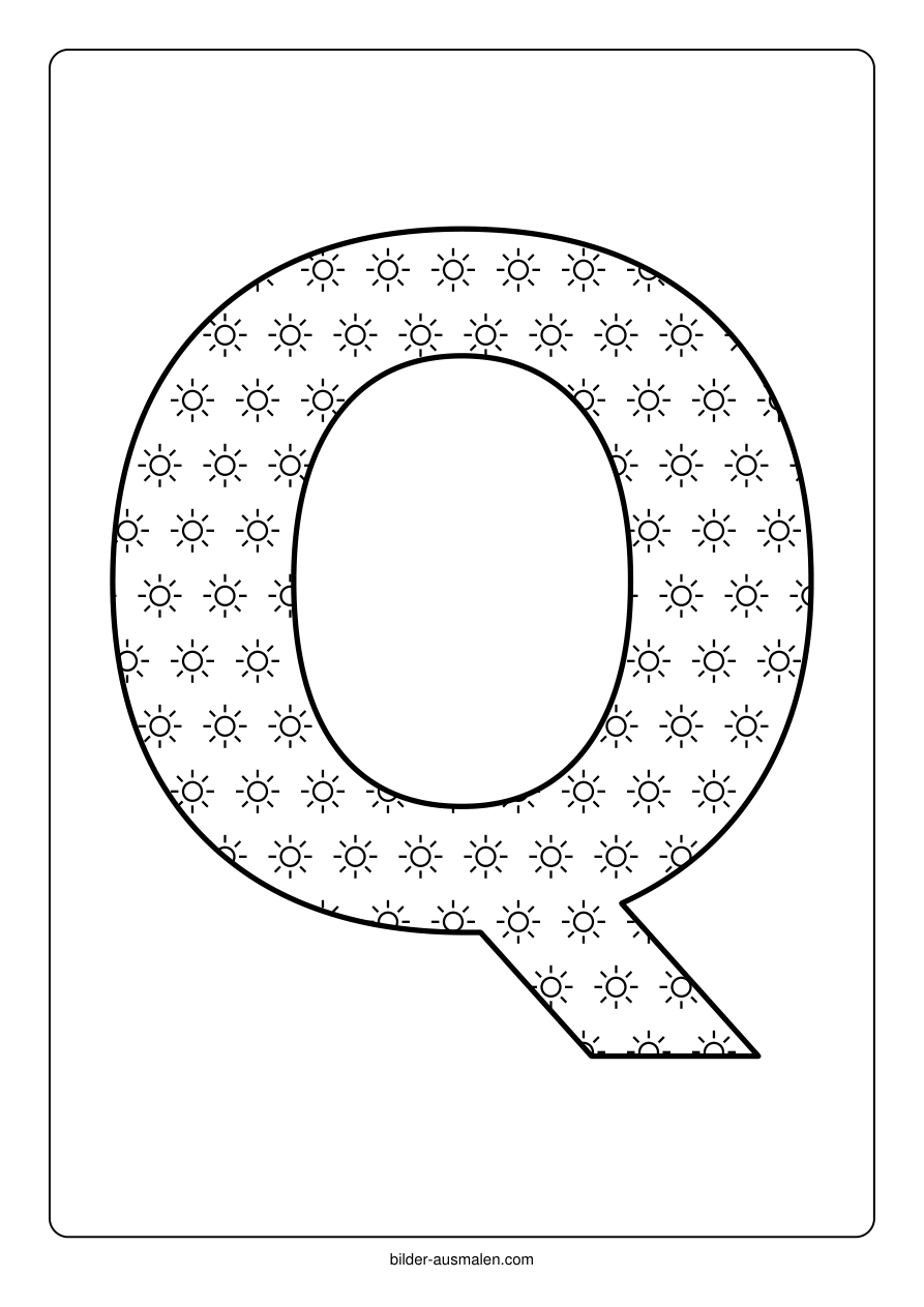 Buchstaben mit Muster: Alphabet A bis Z 20 Buchstabe Q – Sonnen