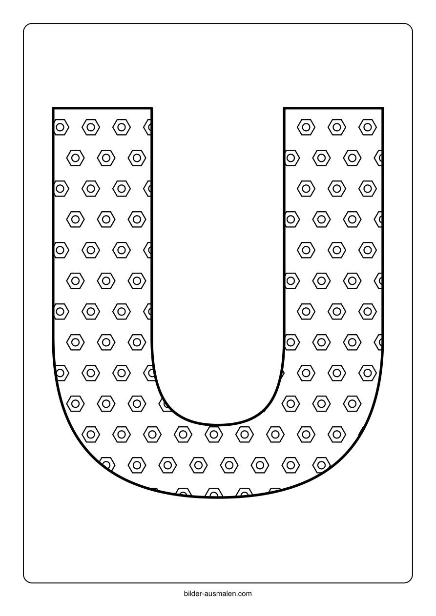 Buchstaben mit Muster: Alphabet A bis Z 24 Buchstabe U – Waben mit Kreisen