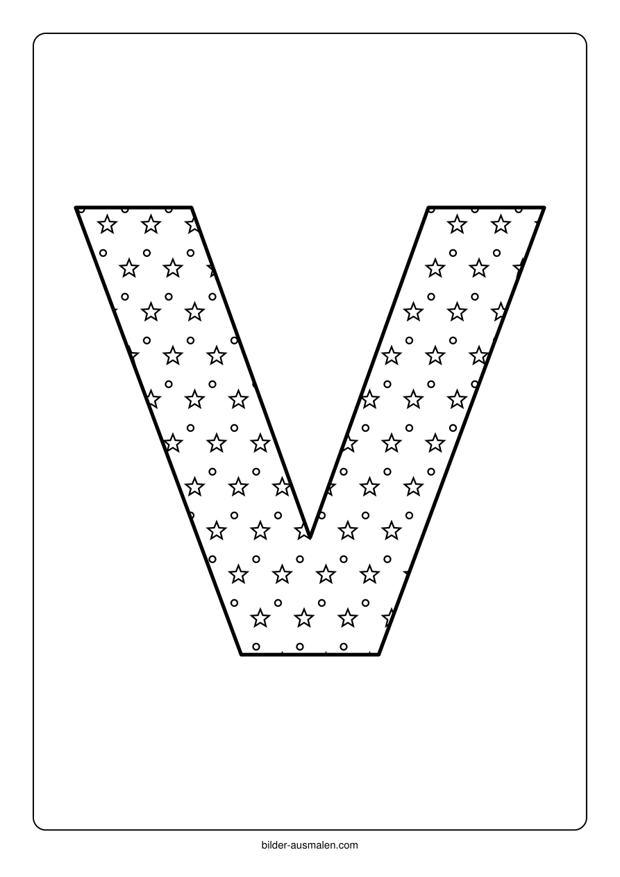 Buchstaben mit Muster: Alphabet A bis Z 25 Buchstabe V – Sternenpunkte