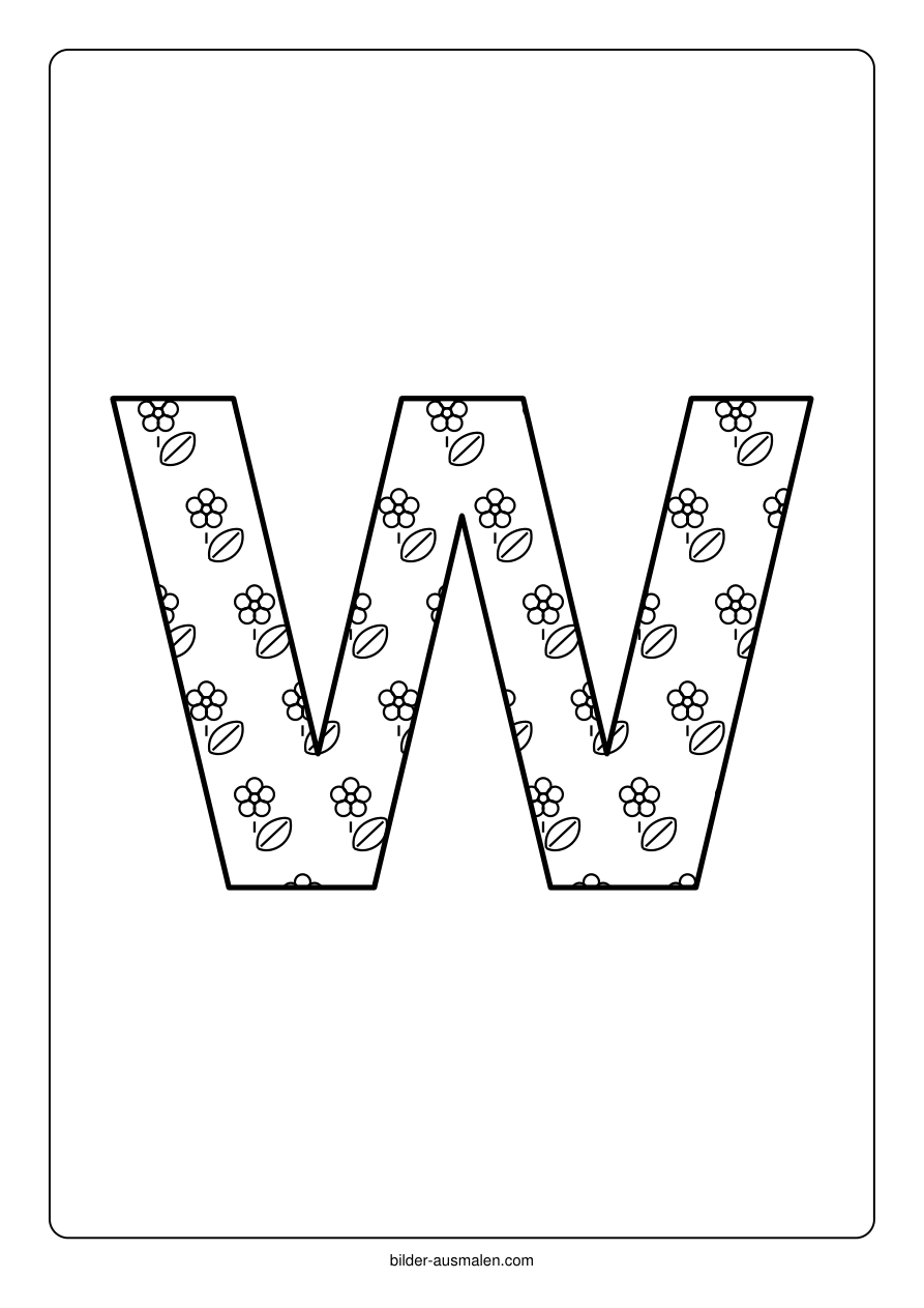 Buchstaben mit Muster: Alphabet A bis Z 26 Buchstabe W – Blütenranken