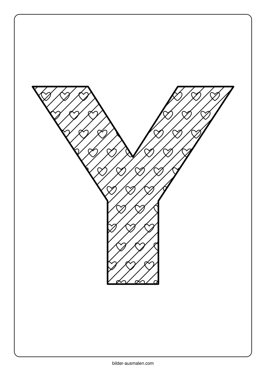Buchstaben mit Muster: Alphabet A bis Z 28 Buchstabe Y – Herzen und Streifen