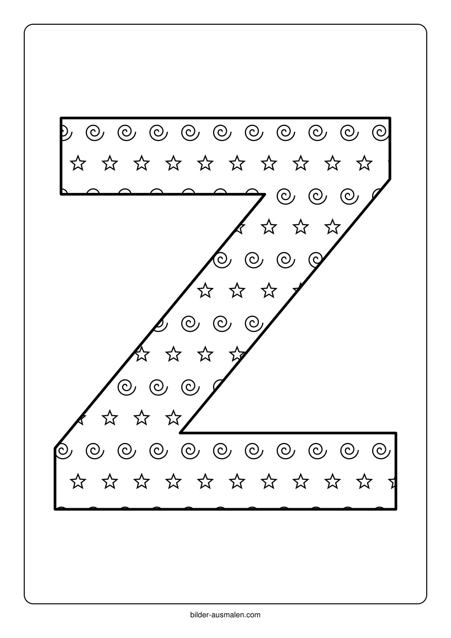 Buchstaben mit Muster: Alphabet A bis Z 29 Buchstabe Z – Spiralen und Sterne