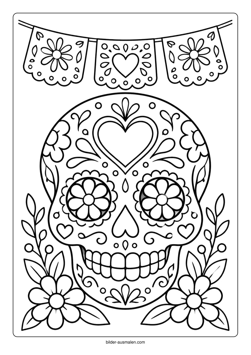 Totenkopf mit Girlanden