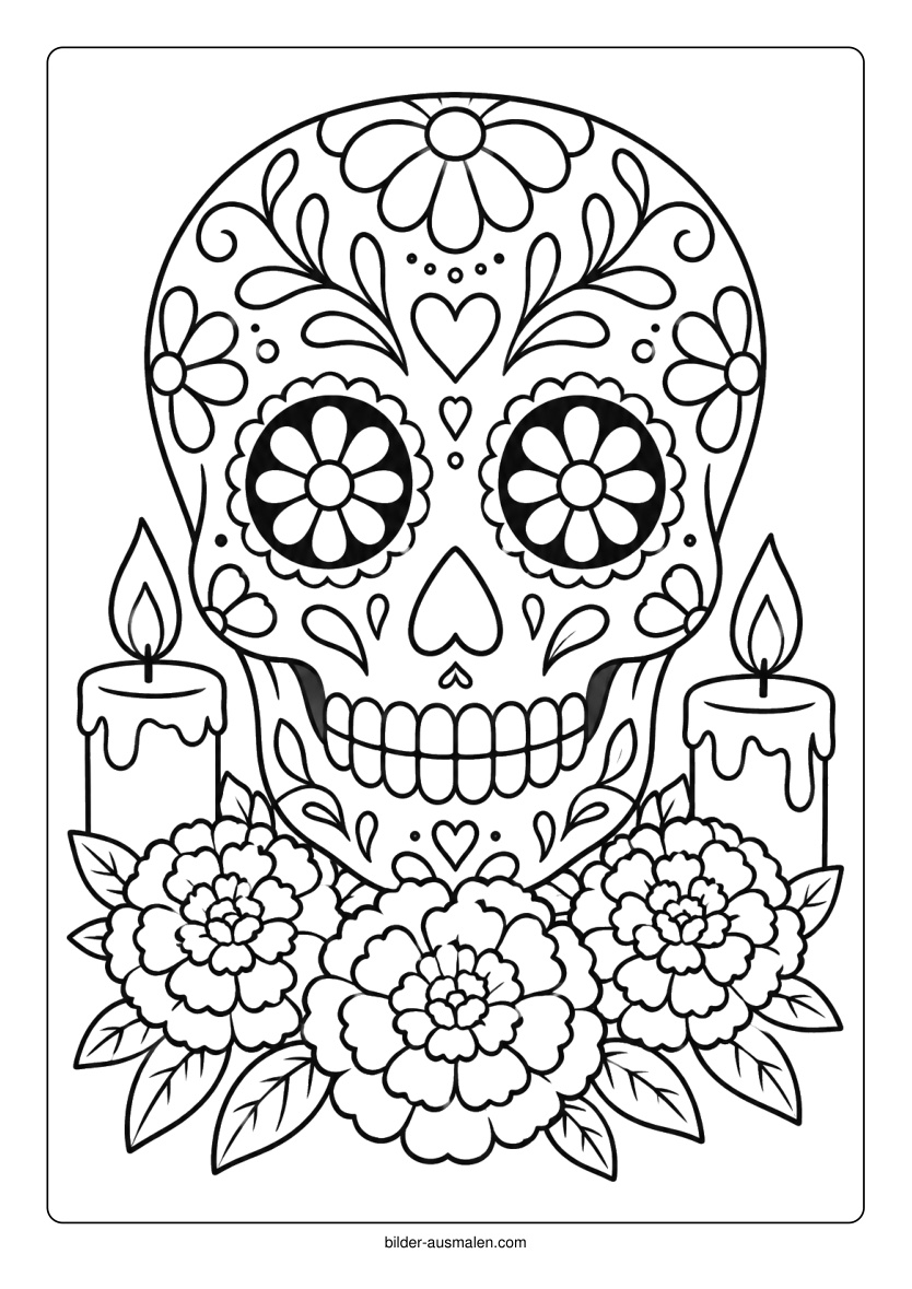 Totenkopf mit Kerzen