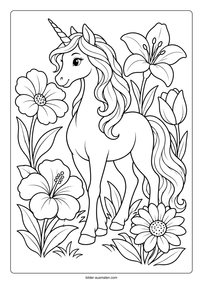 Einhorn auf der Blumenwiese