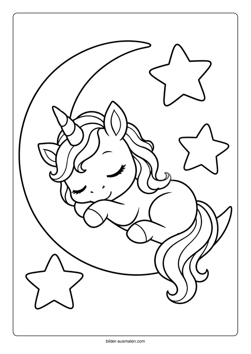 Schlafendes Einhorn auf dem Mond