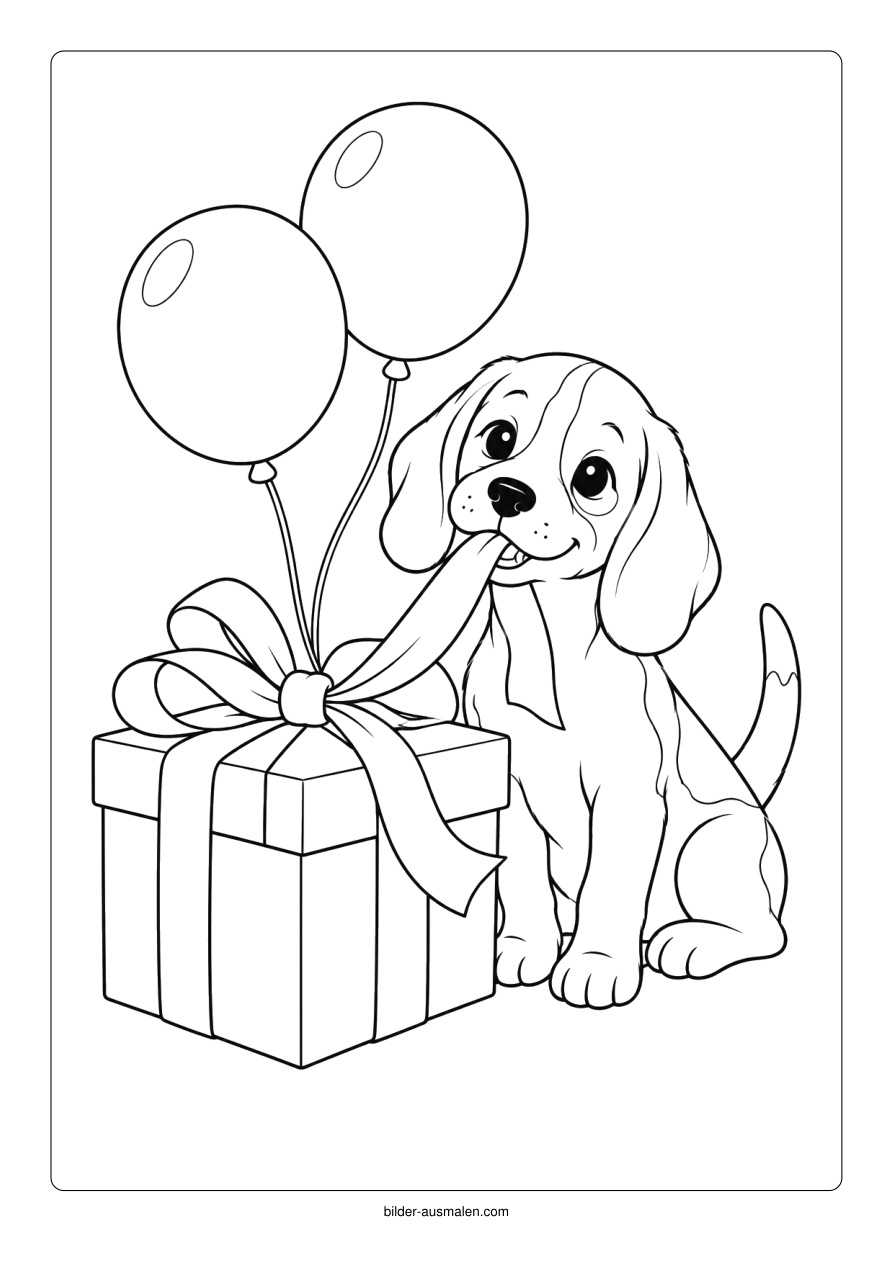 Hund mit Geschenk