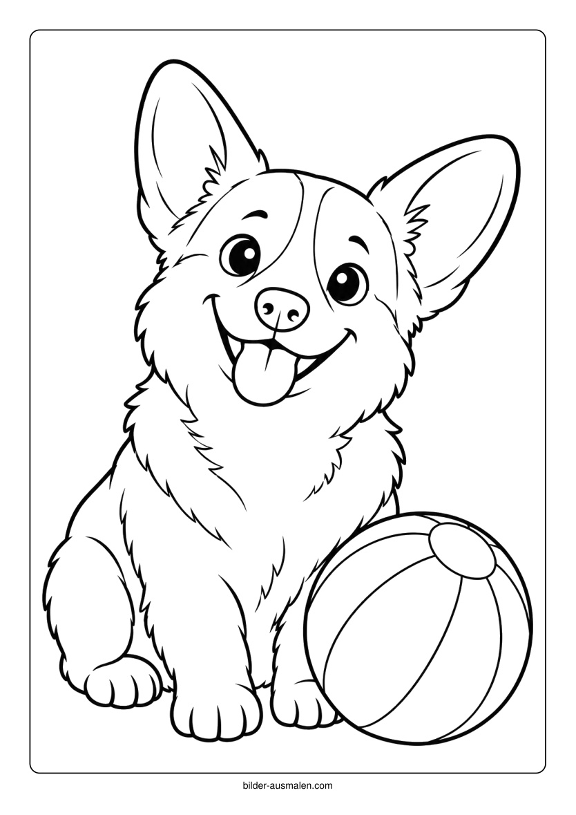 Corgi mit Ball