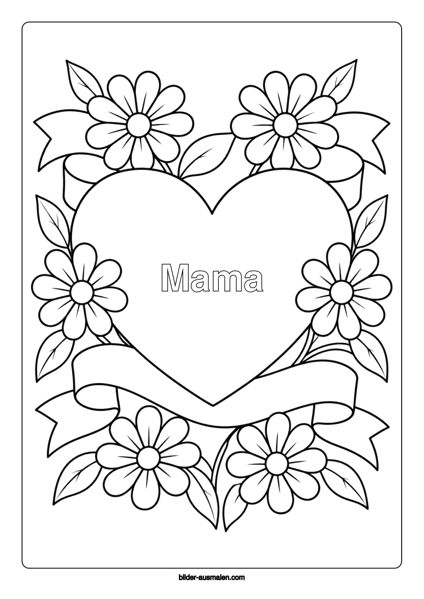 Mama – Herz mit Blumen