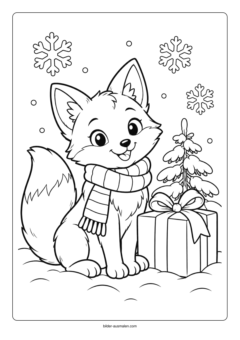 Weihnachtliche Tiere 1 – Fuchs mit Schal