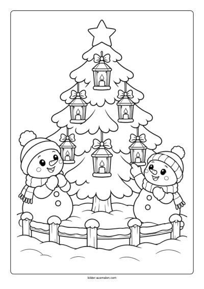Laternenbaum mit Schneemännern